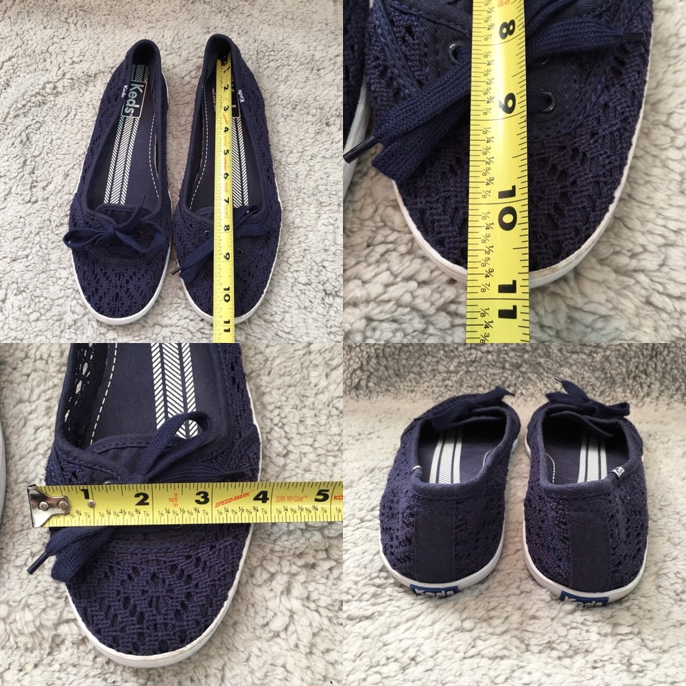 SOLD 10 KEDS Slide On Crochet Navy Blues Sneakers - Picture 2 of 8